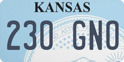 KS license plate 230GNO