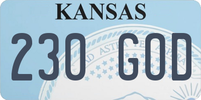 KS license plate 230GOD
