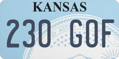 KS license plate 230GOF