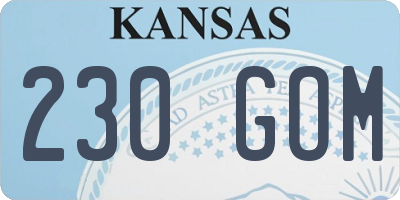 KS license plate 230GOM