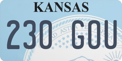 KS license plate 230GOU