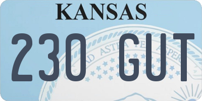 KS license plate 230GUT