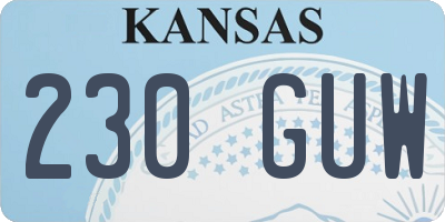 KS license plate 230GUW