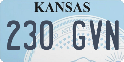 KS license plate 230GVN