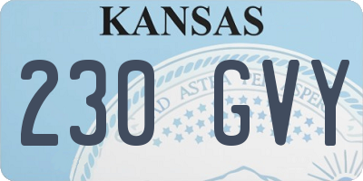 KS license plate 230GVY