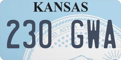 KS license plate 230GWA