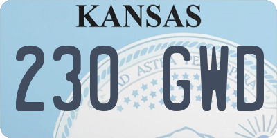 KS license plate 230GWD