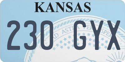 KS license plate 230GYX