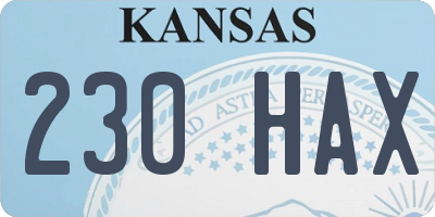 KS license plate 230HAX
