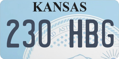 KS license plate 230HBG
