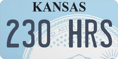 KS license plate 230HRS