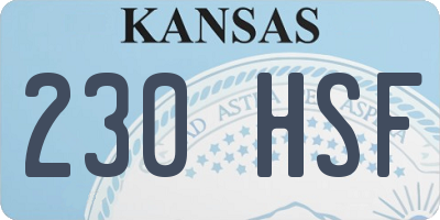 KS license plate 230HSF