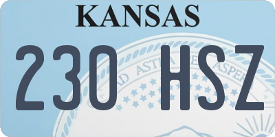 KS license plate 230HSZ