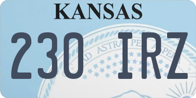 KS license plate 230IRZ