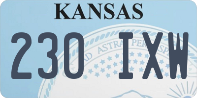 KS license plate 230IXW