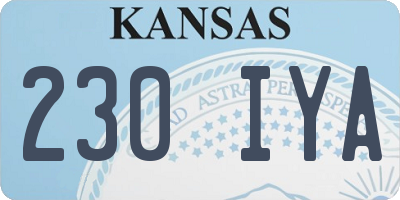 KS license plate 230IYA