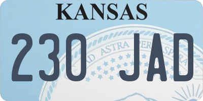 KS license plate 230JAD
