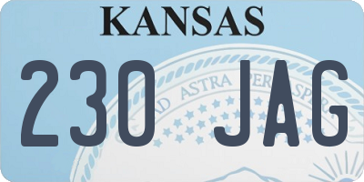 KS license plate 230JAG