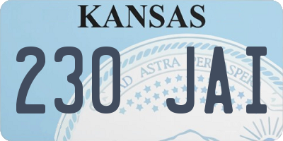 KS license plate 230JAI