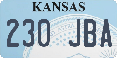 KS license plate 230JBA