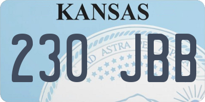 KS license plate 230JBB