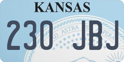 KS license plate 230JBJ
