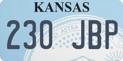 KS license plate 230JBP