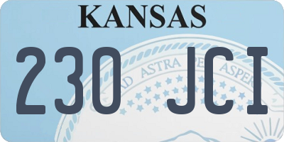 KS license plate 230JCI