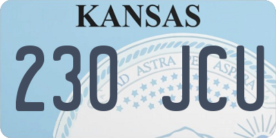 KS license plate 230JCU