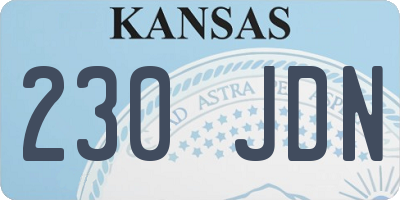 KS license plate 230JDN