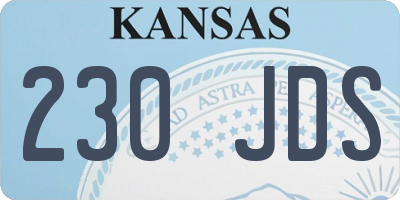 KS license plate 230JDS