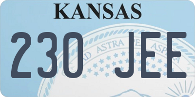 KS license plate 230JEE