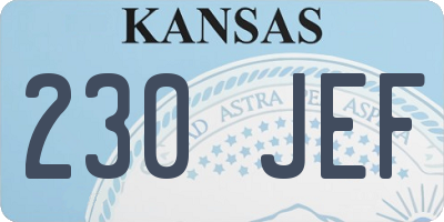 KS license plate 230JEF