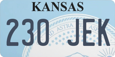 KS license plate 230JEK