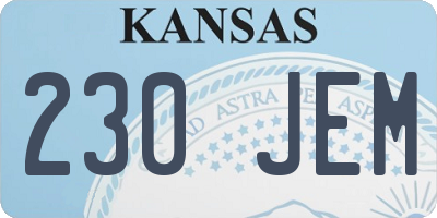 KS license plate 230JEM