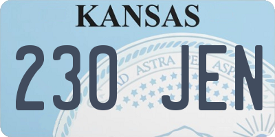 KS license plate 230JEN