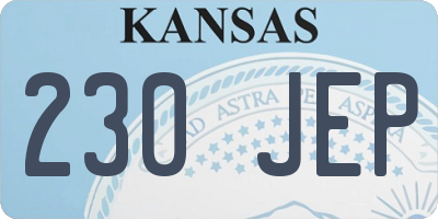 KS license plate 230JEP