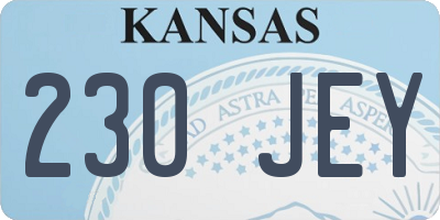 KS license plate 230JEY