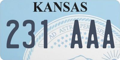 KS license plate 231AAA