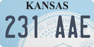 KS license plate 231AAE