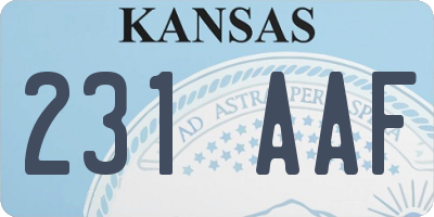 KS license plate 231AAF