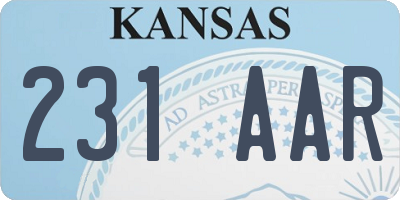 KS license plate 231AAR