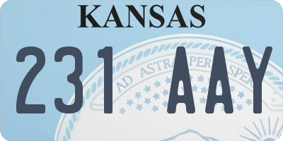 KS license plate 231AAY