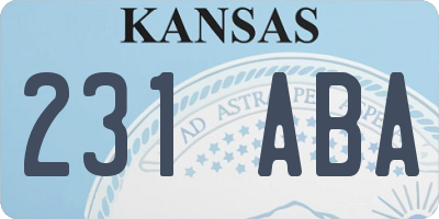 KS license plate 231ABA