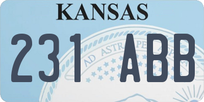 KS license plate 231ABB