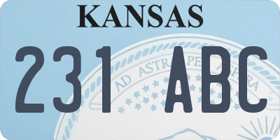 KS license plate 231ABC
