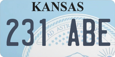 KS license plate 231ABE
