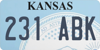 KS license plate 231ABK