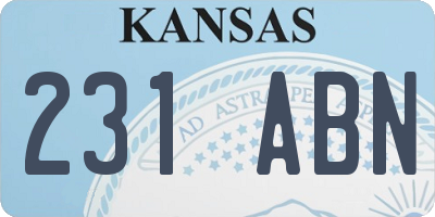 KS license plate 231ABN