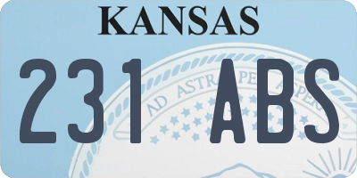 KS license plate 231ABS